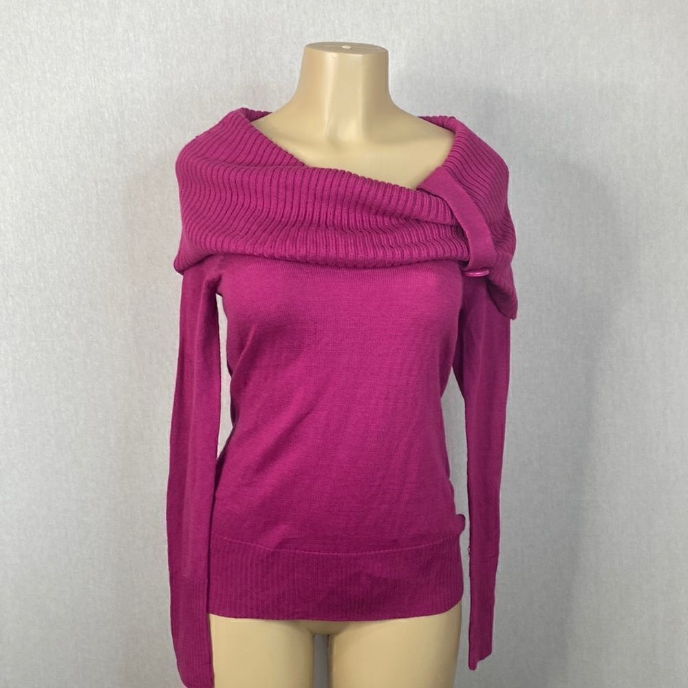New York and Company NY&C Women’s Size X-Small Cowl Neck Sweater. Deep Pink New!